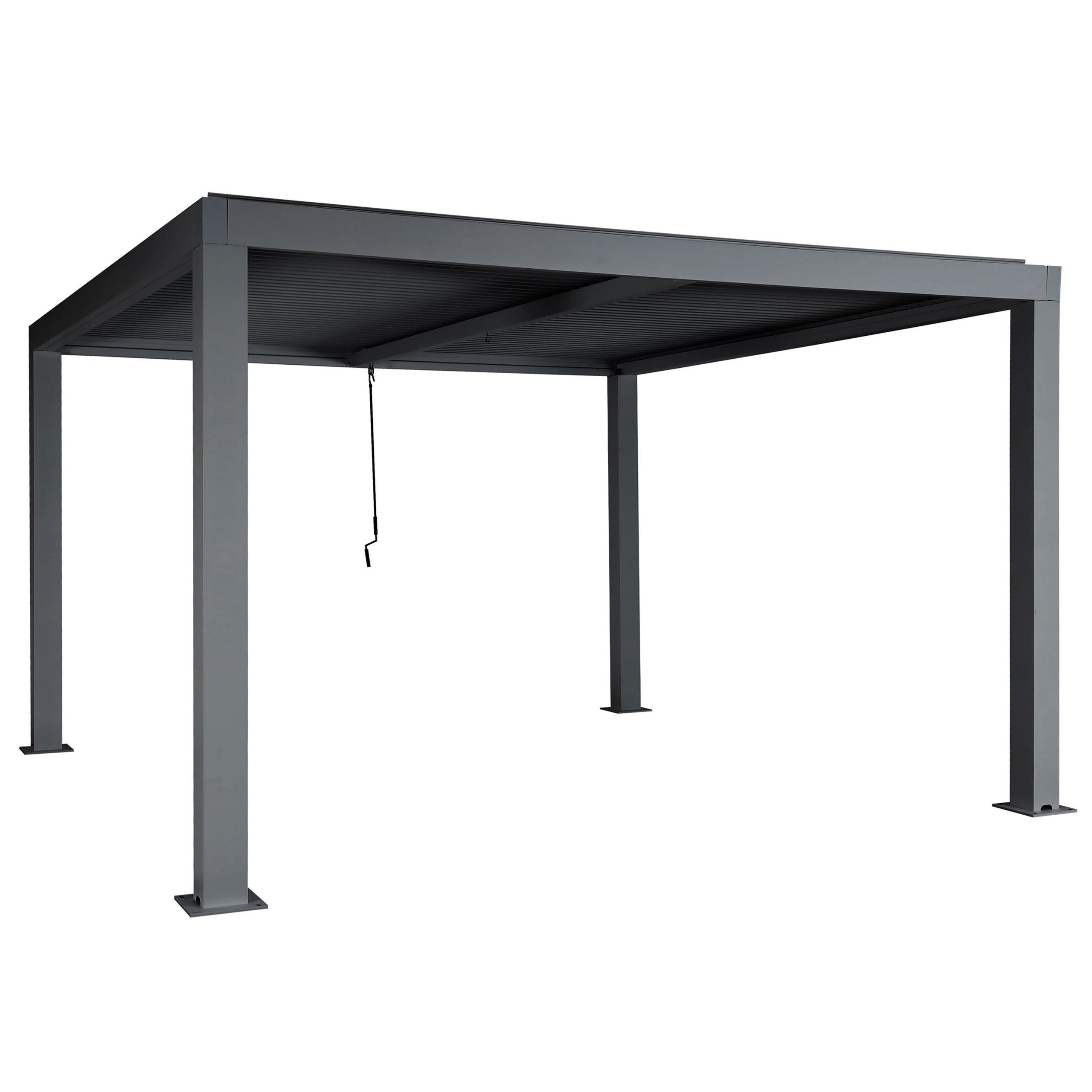 Pergola HWC-L46, altana ogrodowa Altana z lameli, rama aluminiowa 10 cm, rynna przeciwdeszczowa odporna na burzę, 3 x 4 m ~ antracyt
