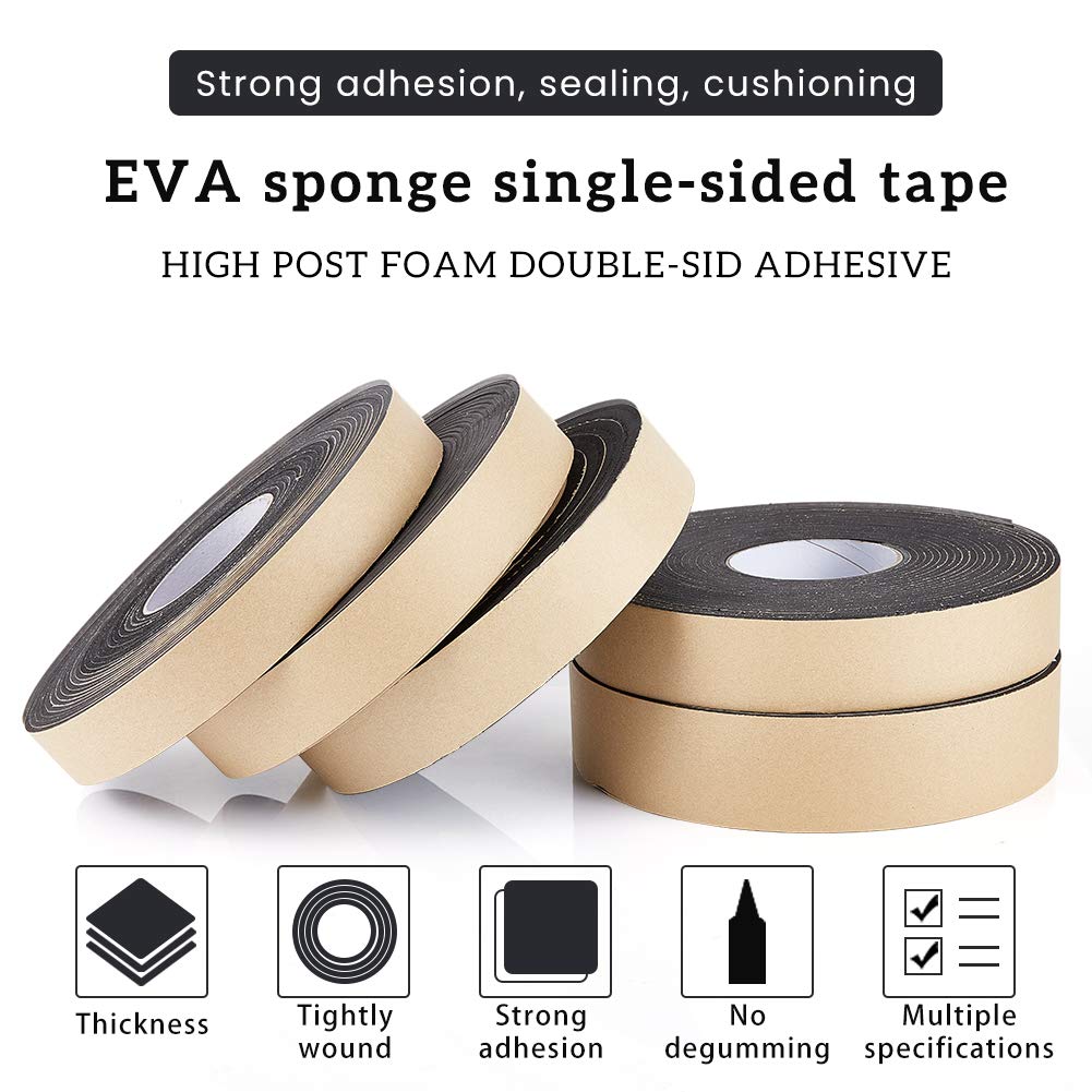 Tira de espuma adhesiva negra de 30 x 3 mm - Aislamiento impermeable para puertas y ventanas - Rollo de 10 m - 6