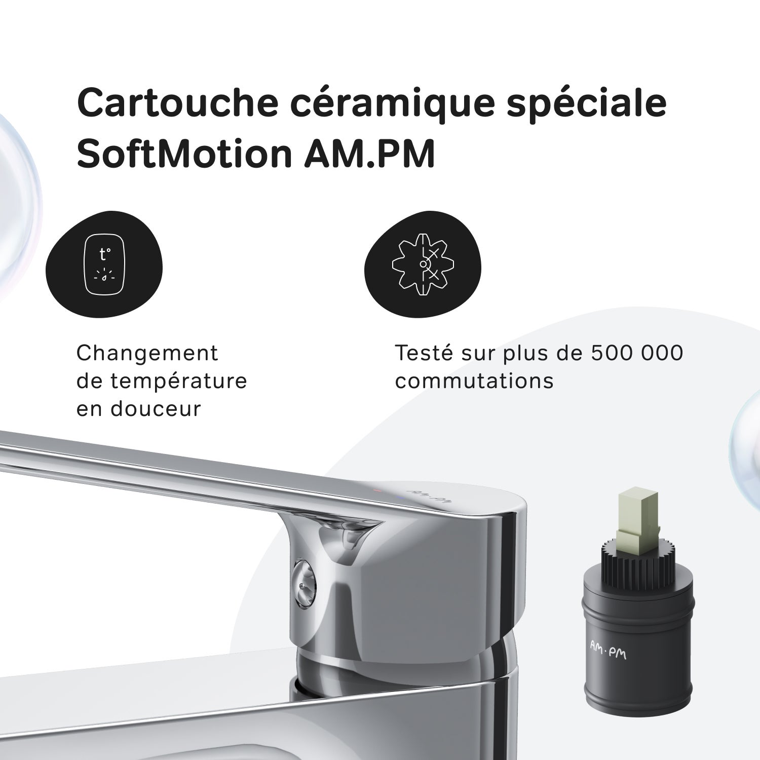 Mitigeur de lavabo avec bonde clic clac, Robinet de lave-mains, Chromé, taille M, Hit FTA82200 AM.PM - 4