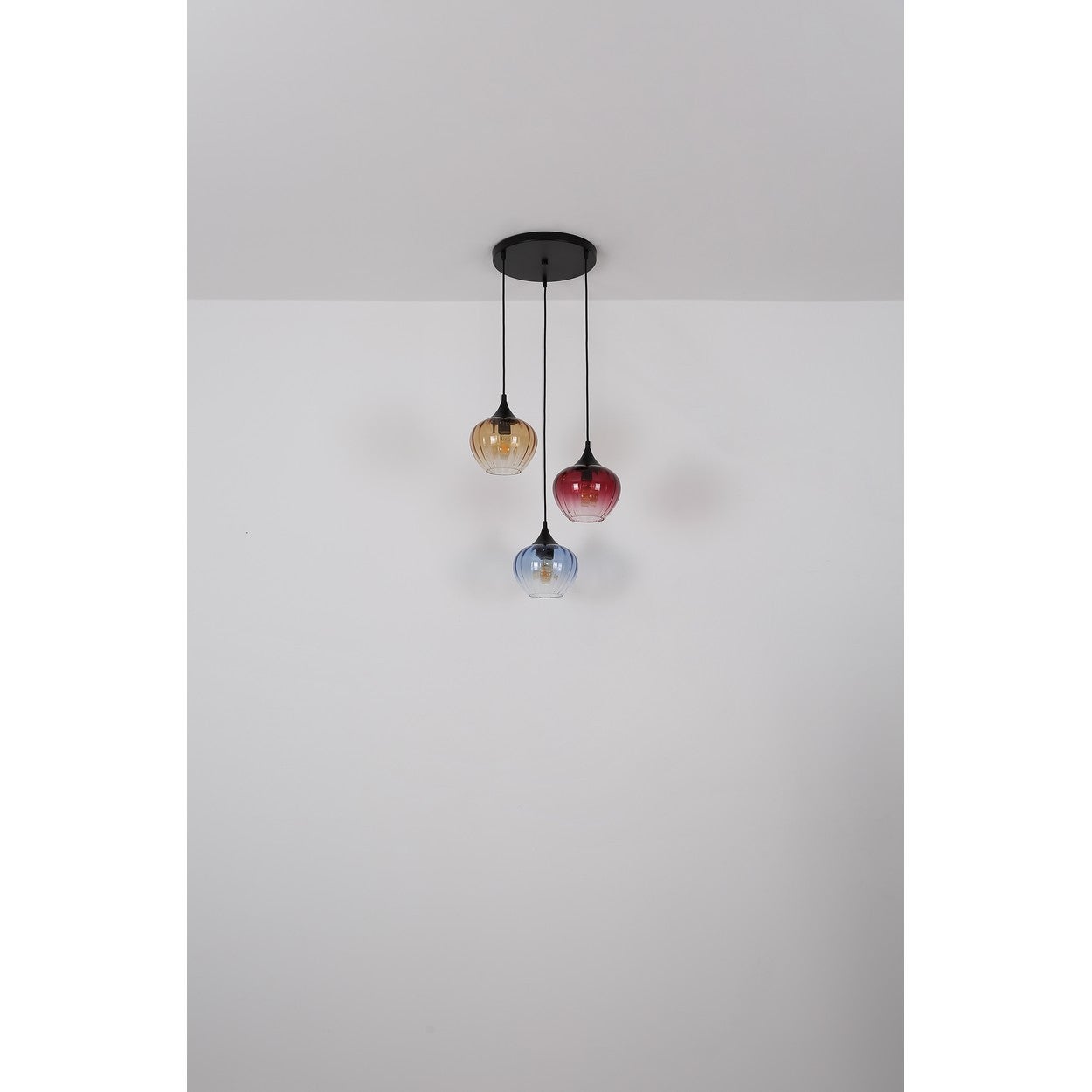 Plafonnier Globe en verre fumé noir mat, 3 ampoules E27 - 5