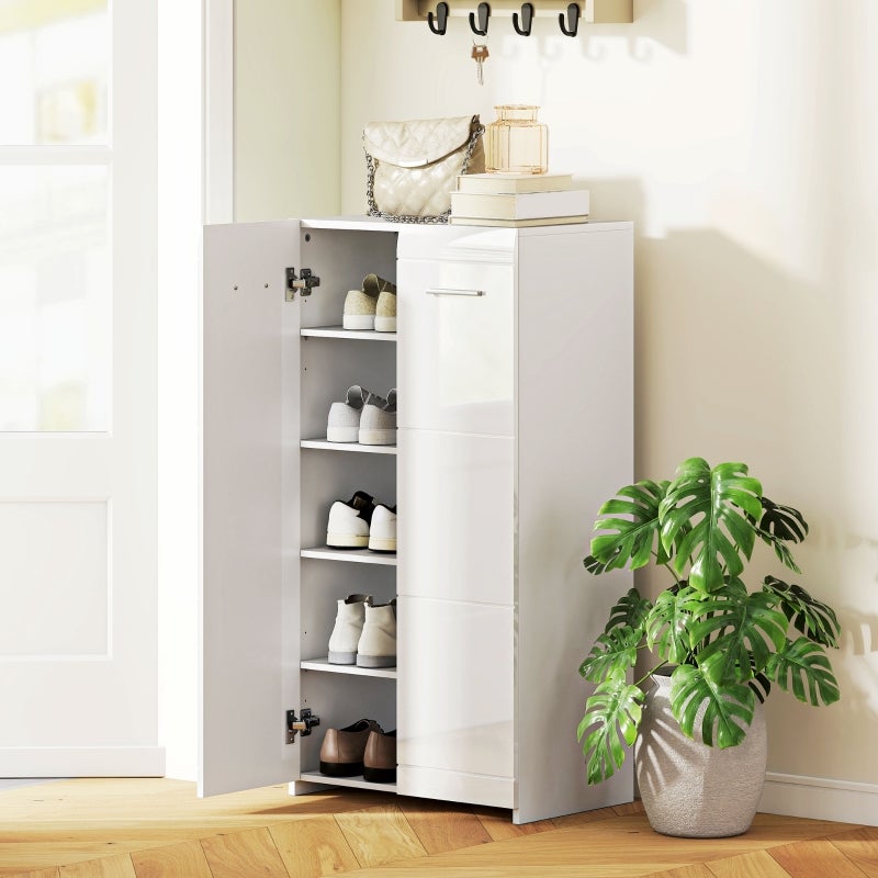 Scarpiera CLIPOP 2 Ante Con Cassetto E Ripiano Aperto - 60x32x90 Cm - Bianco Opaco, Ripiani Regolabili