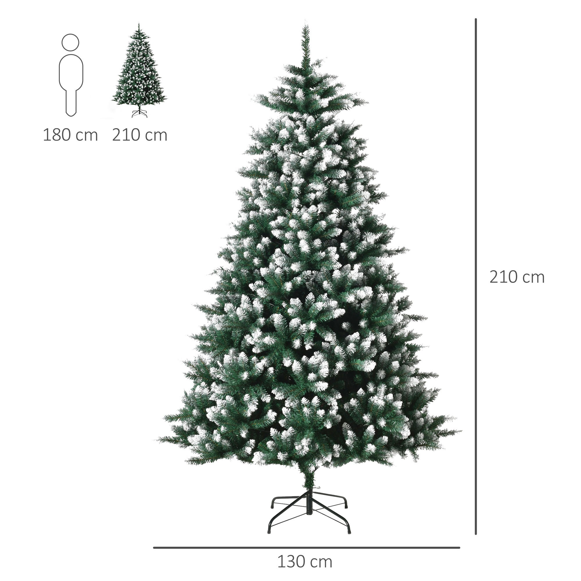 Árbol de Navidad Artificial HOMCOM Plástico Verde 130x130x210 cm - 4