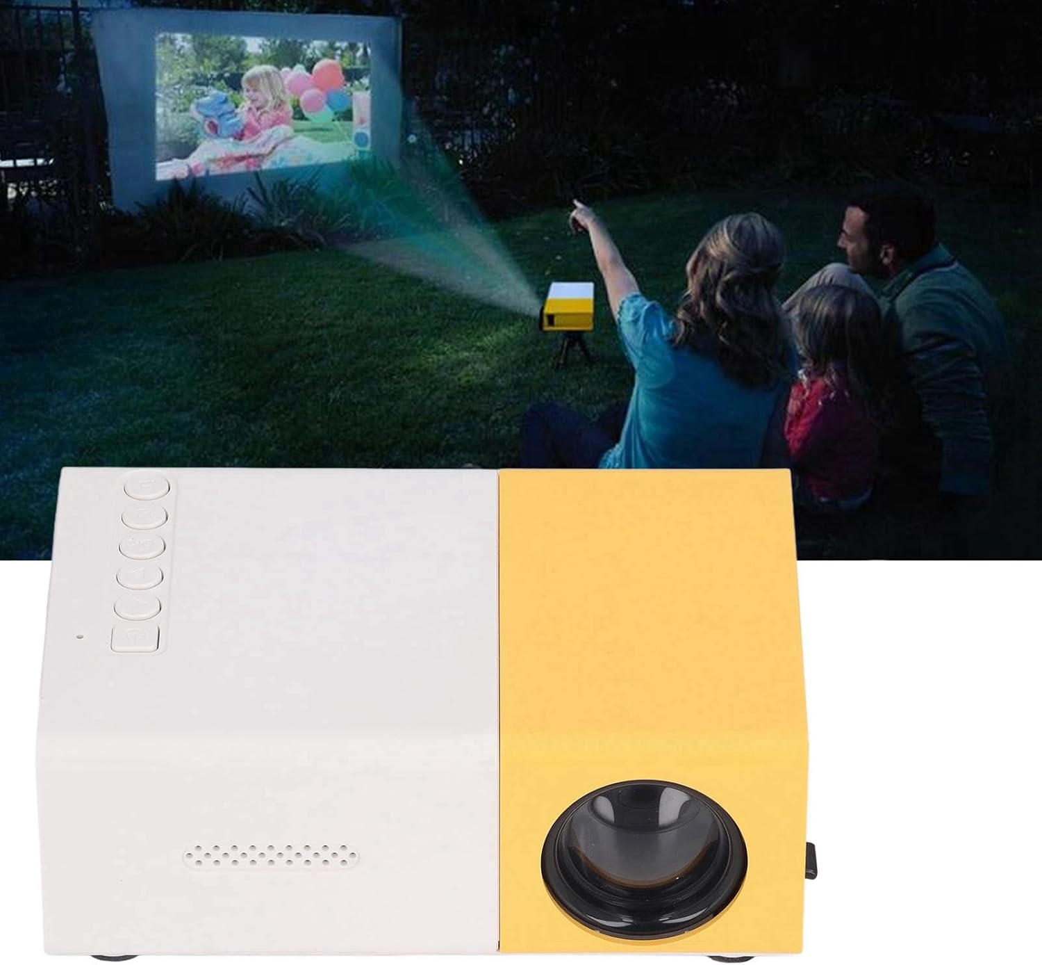 Projecteur de cinéma portable d'extérieur, grand écran de 24 à 60 pouces pour home cinéma, compatible USB, Micro SD, AV, audio, - 3