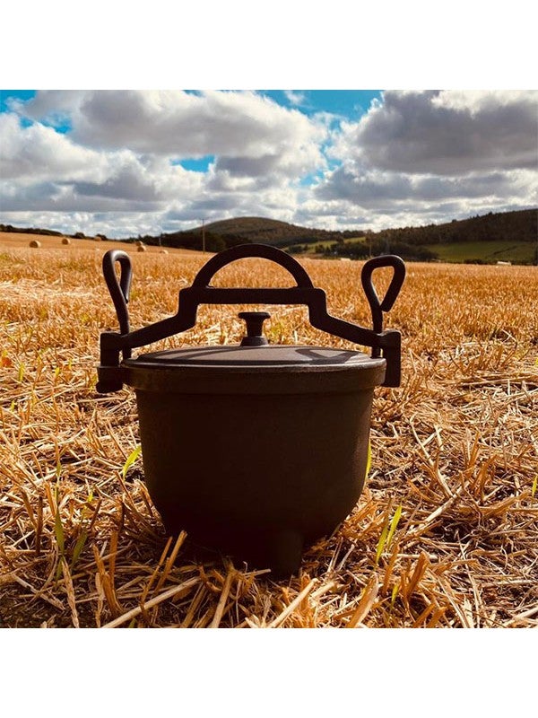 Chaudron en fonte avec couvercle, faitout, camping, jardin, barbecue 10L - 4