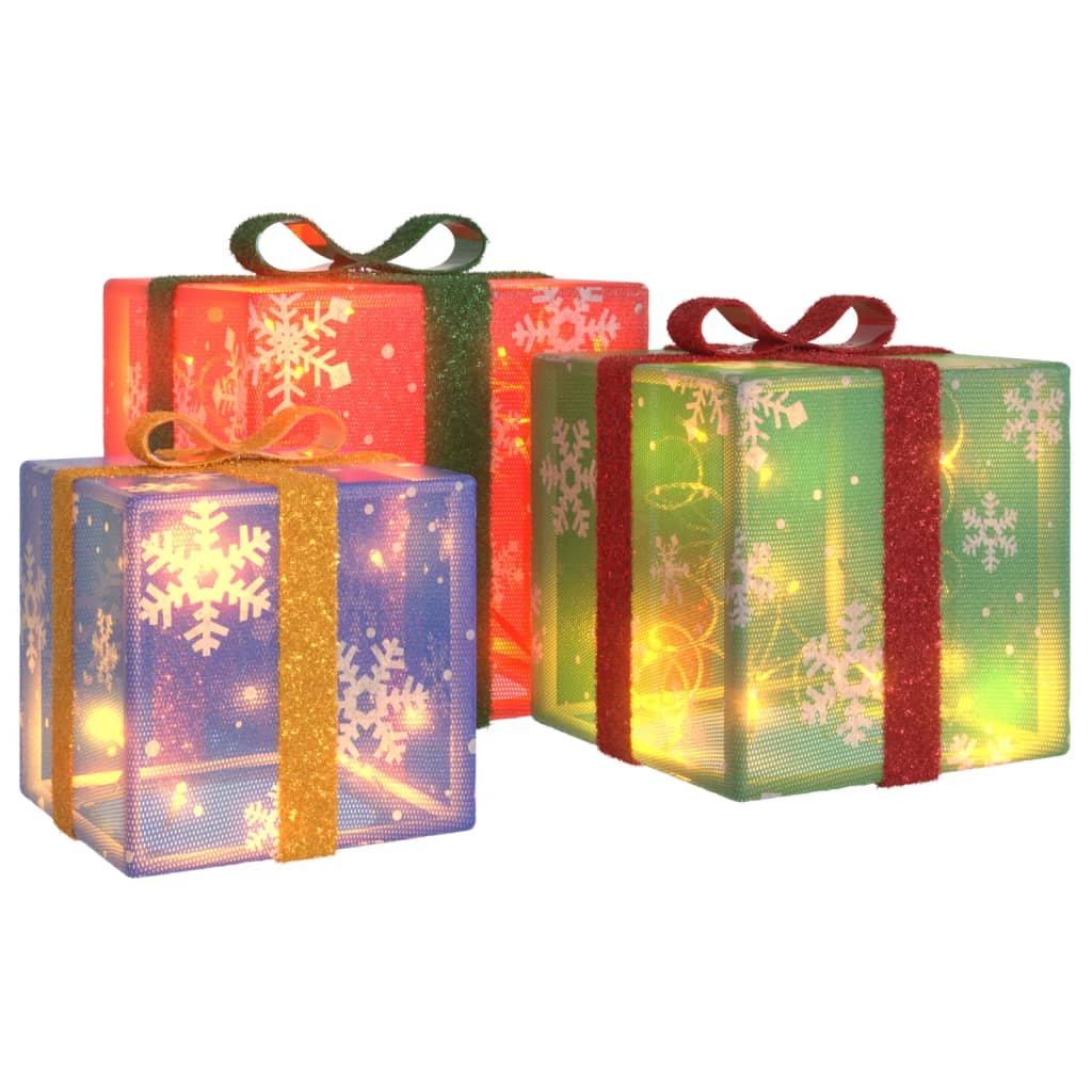 Lot De 3 Boîtes Cadeaux Noël Lumineuses Avec Télécommande - Pompons Couleurs Multiples VILLAGE DE NOEL - Maison