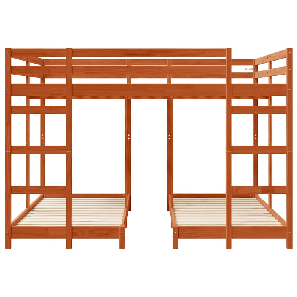Cadre de lit superposé triple, marron ciré, 160 × 200 cm - 4