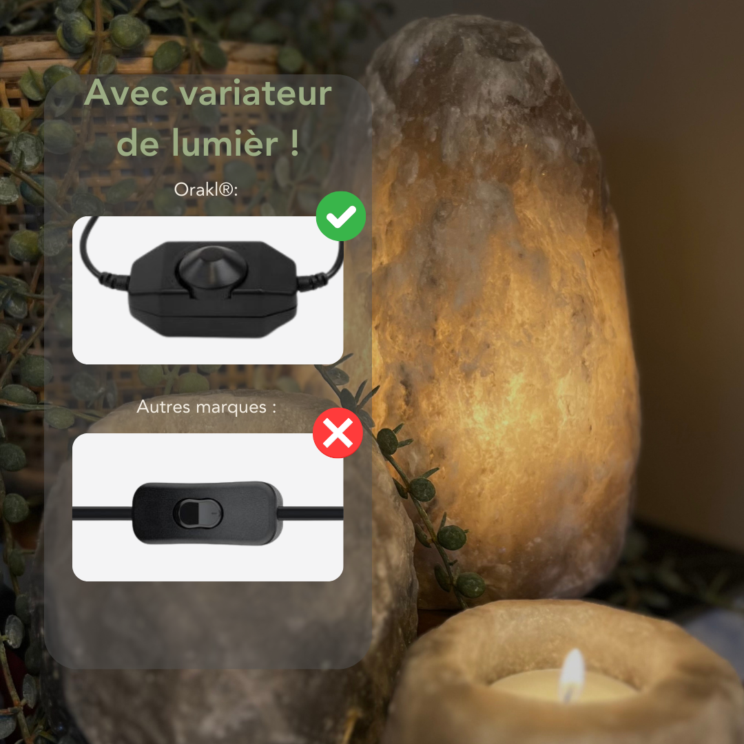 Orakl® - Lampe à sel de l'Himalaya Core - 2-4 KG - Avec variateur - 100% sel de l'Himalaya - Lampe à sel rouge - Lampe cristal de sel - 7