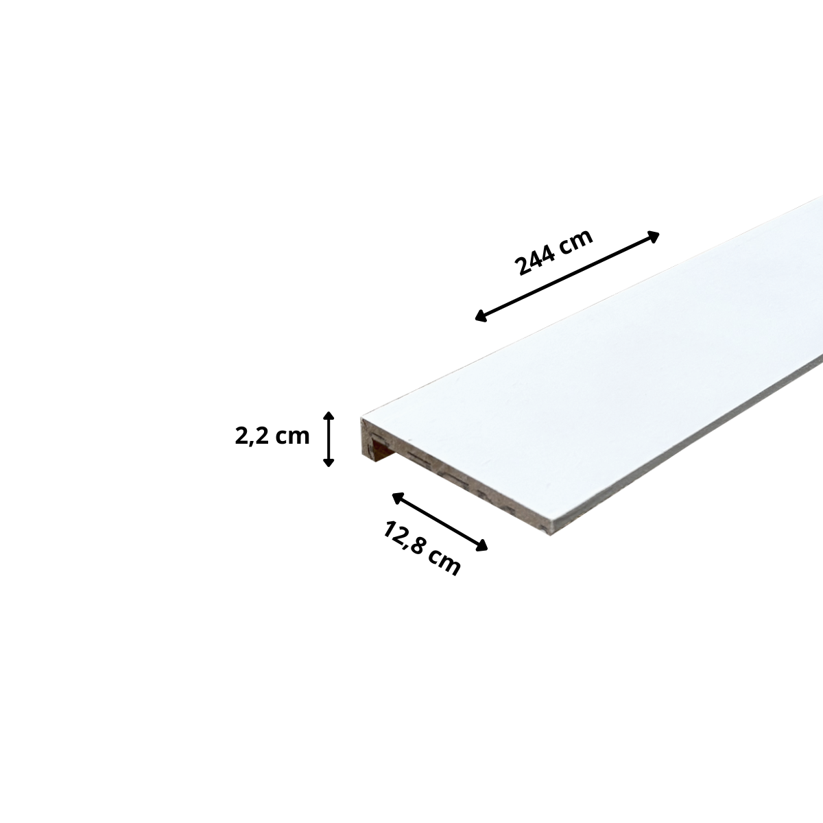Lot de 6 Surplinthes MDF Prépeint Blanc, L.2.44 m x H.12.8 cm, Ep.22 mm - 5