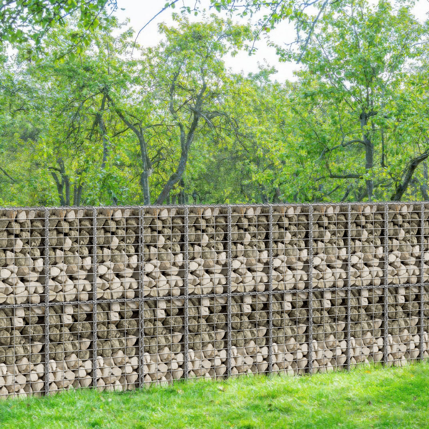 Gabion do kamieni wzmocniony 100 x 30 x 30 cm, zestaw 2 sztuk, stal ocynkowana w kolorze srebrnym – w zestawie 8 haczyki do łatwego montażu ogrodzenia