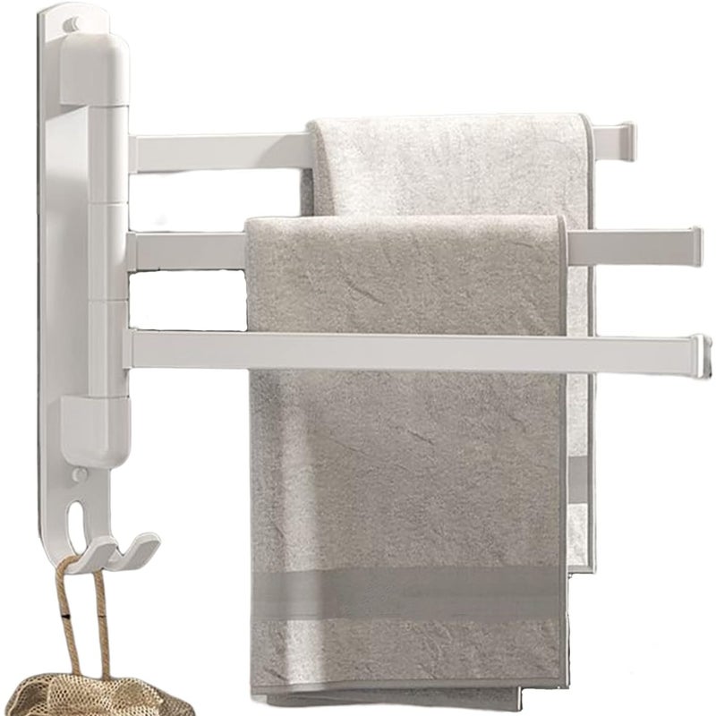 Samoprzylepny wieszak na ręczniki ze stali nierdzewnej z obrotem o 180° i 3-ramiennym drążkiem obrotowym do łazienki i kuchni