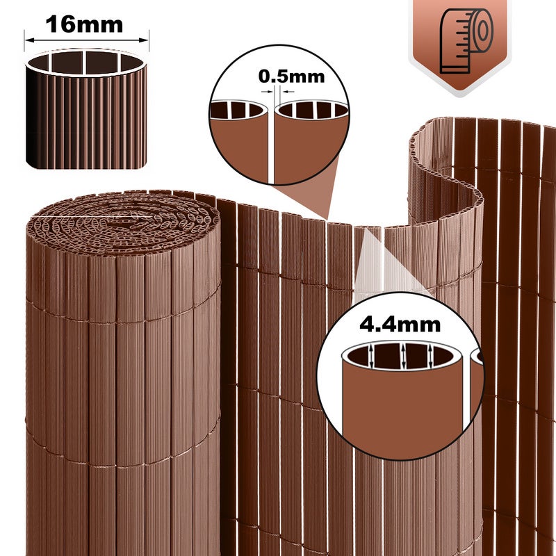 Parawan z PVC zapewniający prywatność, ochrona ogrodu, basenu, balkonu, tarasu, ogrodzenie z PVC odporne na promieniowanie UV, brązowe, 100 x 400 cm