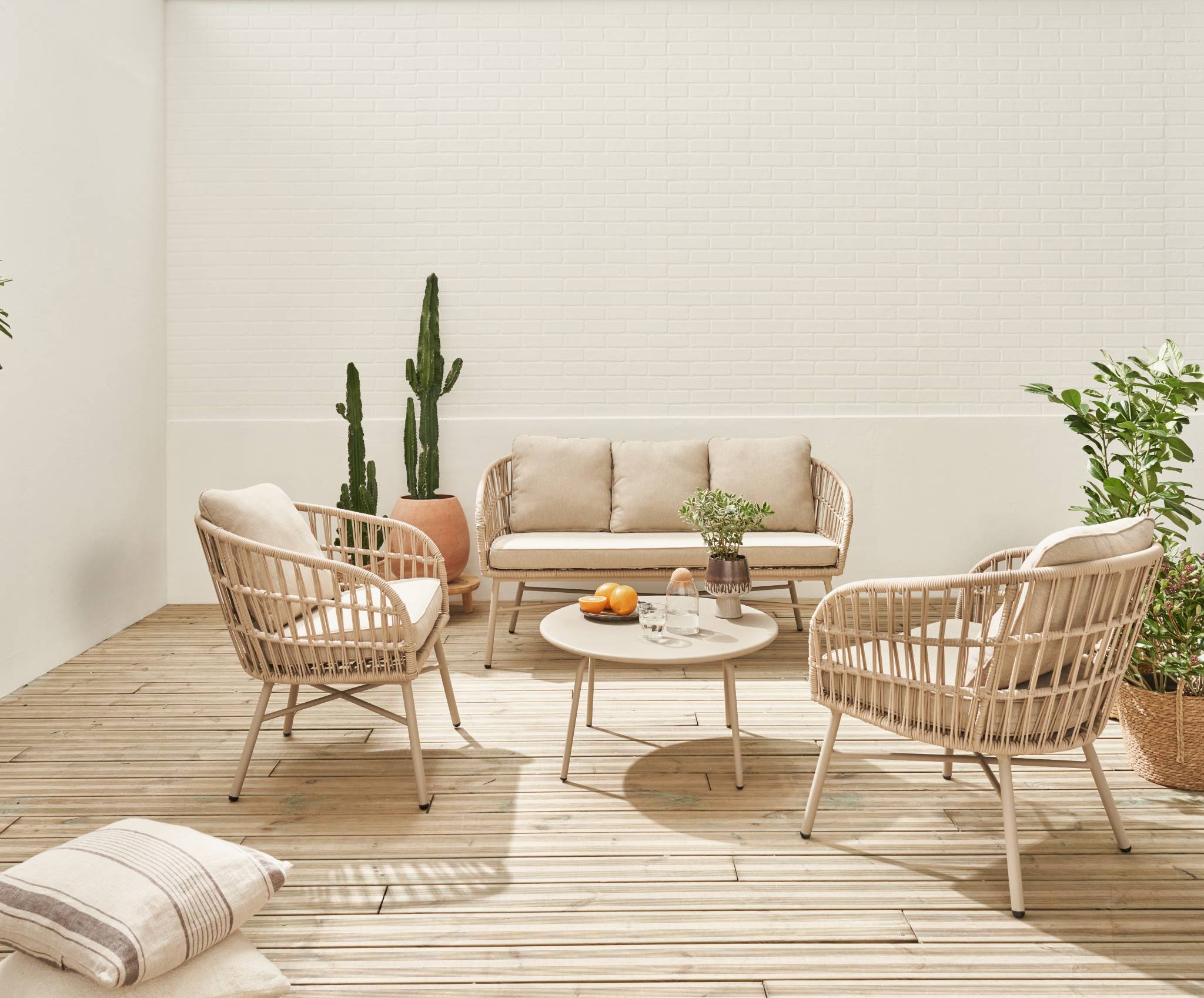 Salon de jardin en Acier Beige 4 personnes - 3