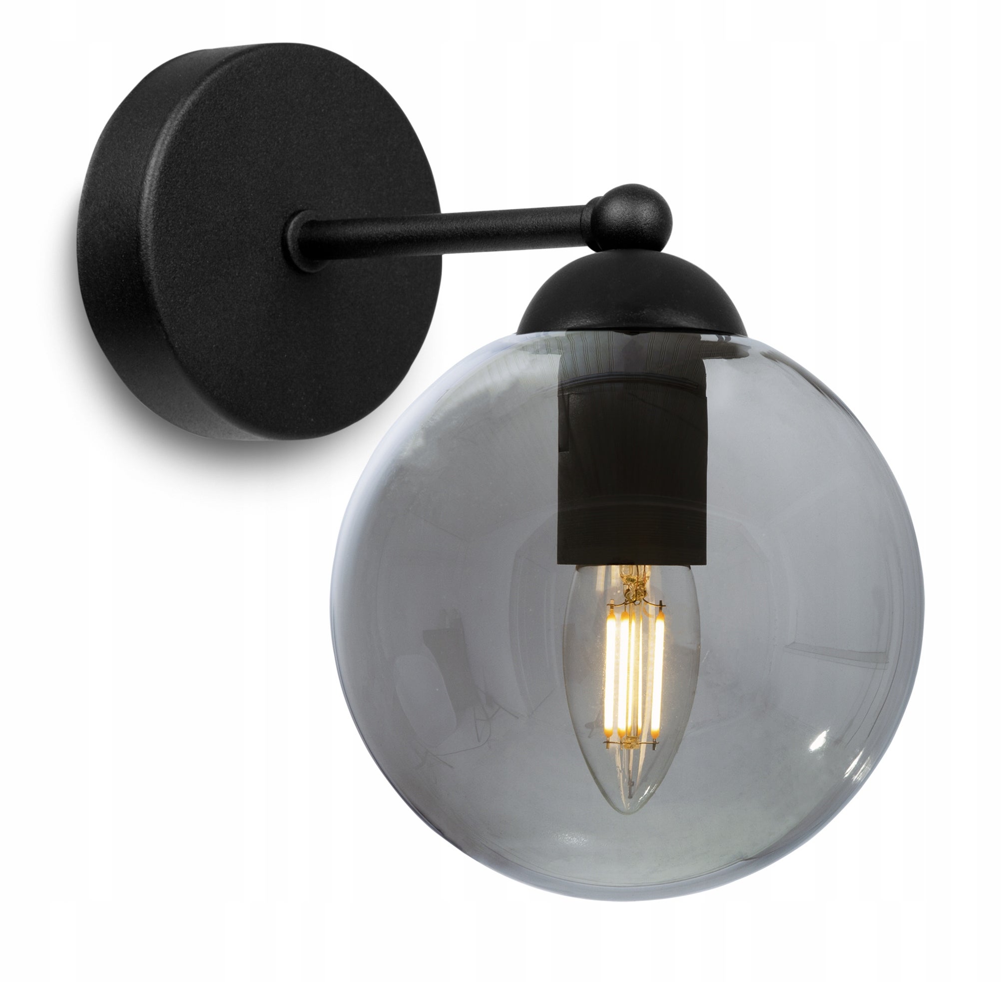 Lampa kinkiet ścienny Paris loft 1xE27 klosz kula szklana grafitowa Light Home LH