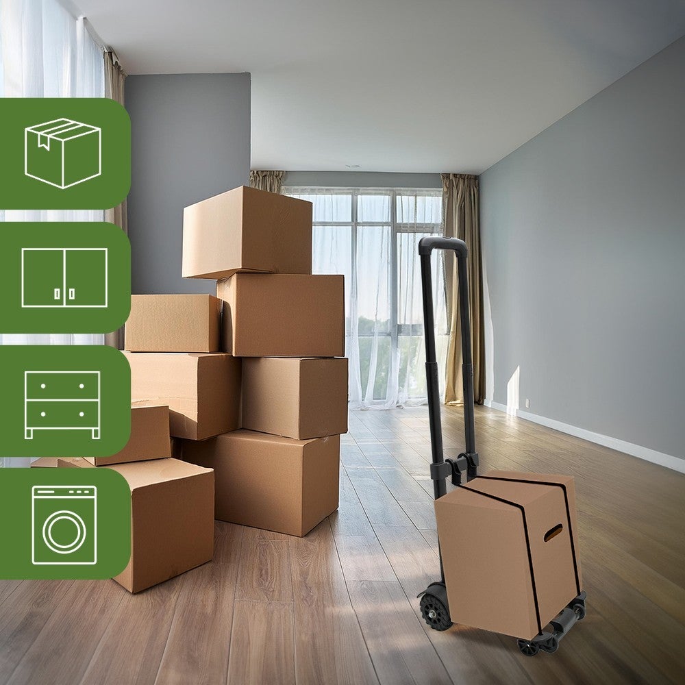 Pack and Move - Carrinho de mão dobrável - 50 kg - Movimentação e transporte - Leve compacto - Carrinho mão pequeno - telescópica - Tensor integrado - 4