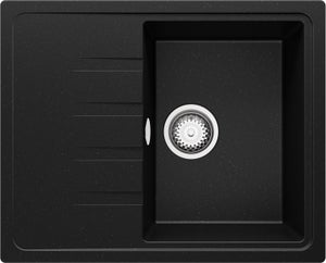 Fregadero De Granito Negro 78x50 Cm PRIMAGRAN – 1 Seno Con Escurridor, Sifón Incluido, Reversible