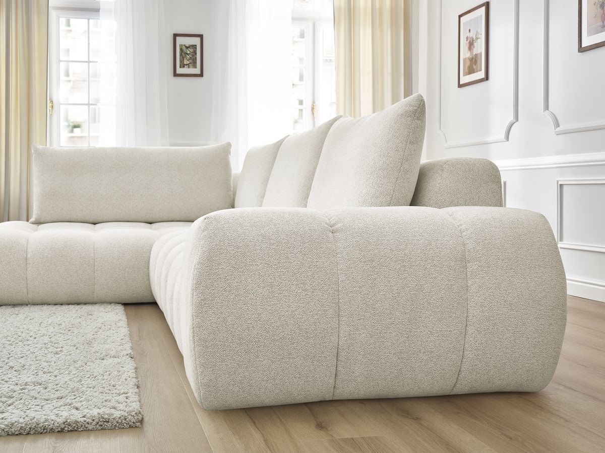 BOBOCHIC Canapé d'angle fixe EVEREST tissu chiné Blanc Angle gauche - 9