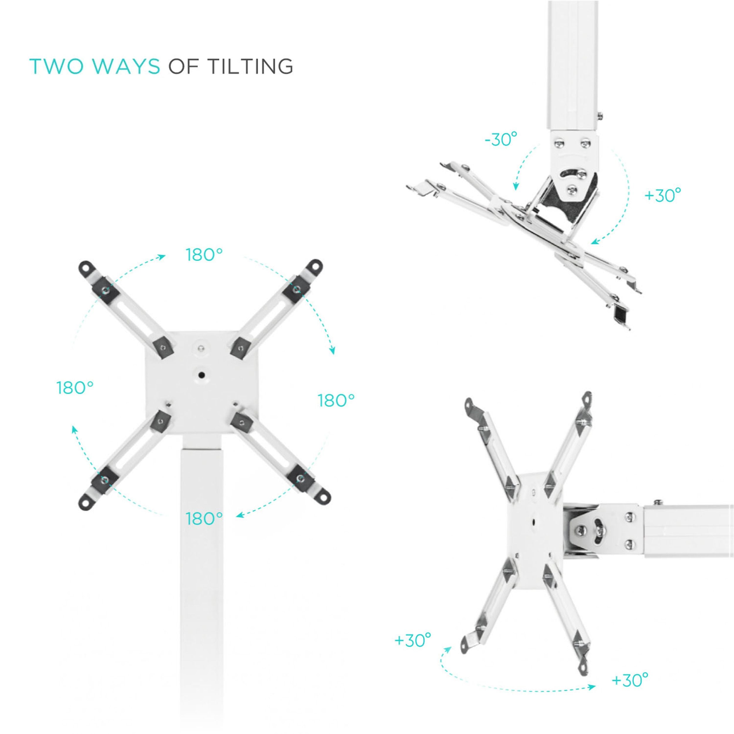 ONKRON K5A Blanc Support de plafond et mural pour projecteur vidéoprojecteur poids max 10 kg - 4