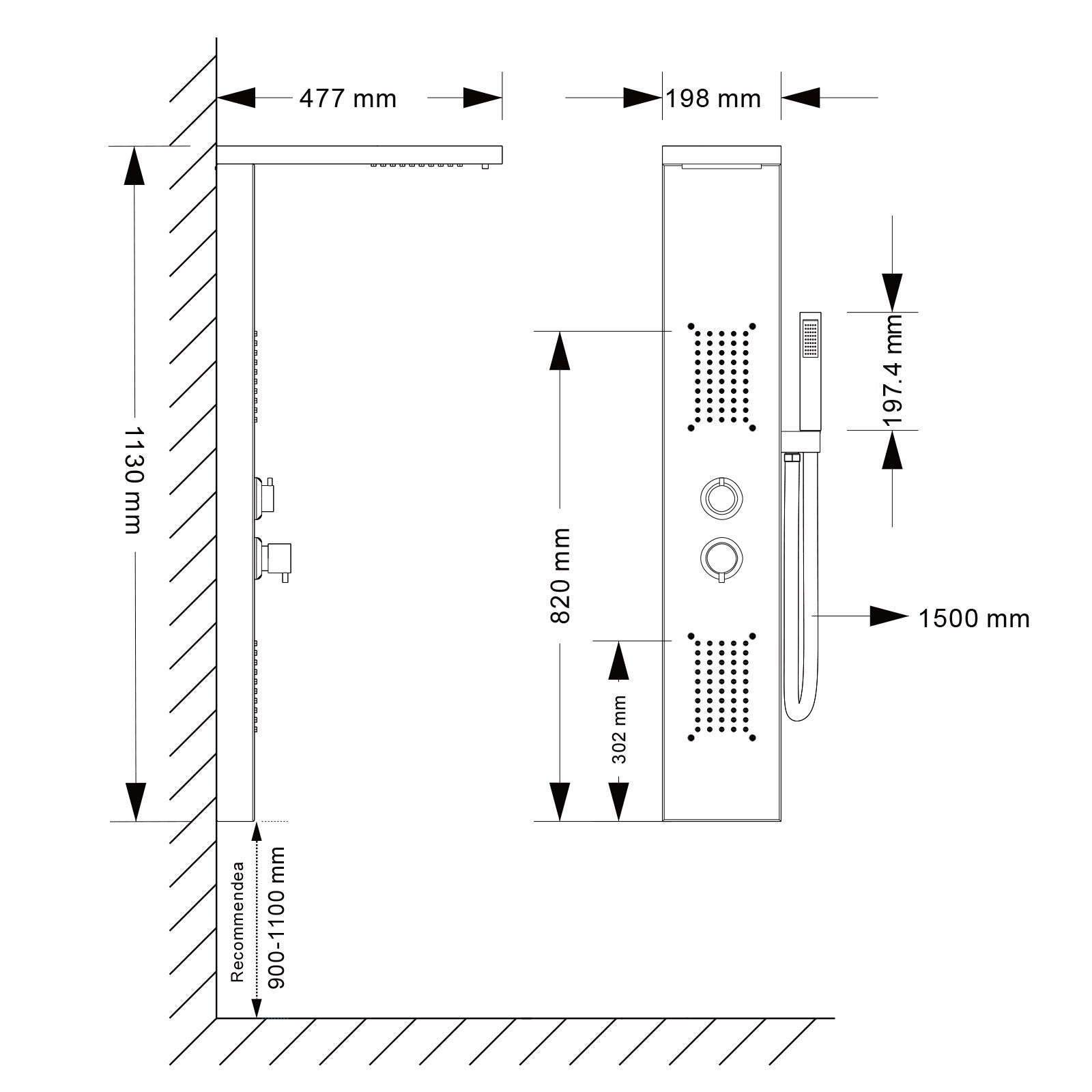 Homelody Colonne de Douche Hydromassante, Panneau de Douche Multifonction en Acier Inox a Montage Mural - 6
