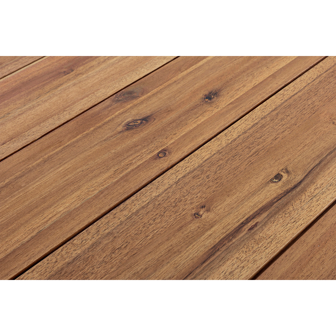 Table de jardin carrée 130x130x75 cm en acacia huilé et acier - 3