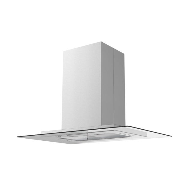 BELDEKO - Hotte îlot aspirante 90 cm INOX - Minuteur - Débit 556 m3/h - 3 vitesses - LUDIA 90 XS