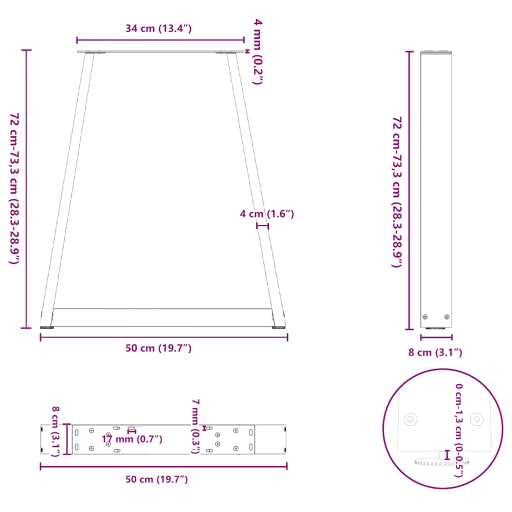 Pernas de mesa de centro em forma de V 2 unidades de aço branco - COMFORTXL - 9