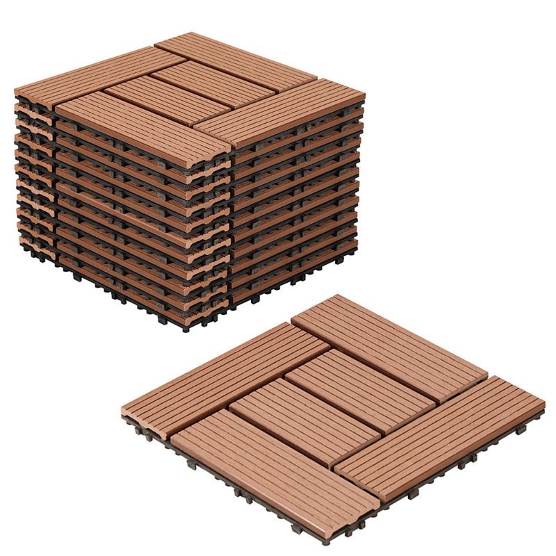 Brązowe płytki tarasowe łączone 30×30 cm – Podłoga zewnętrzna do ogrodu i tarasu, 44 sztuki, 4 m²