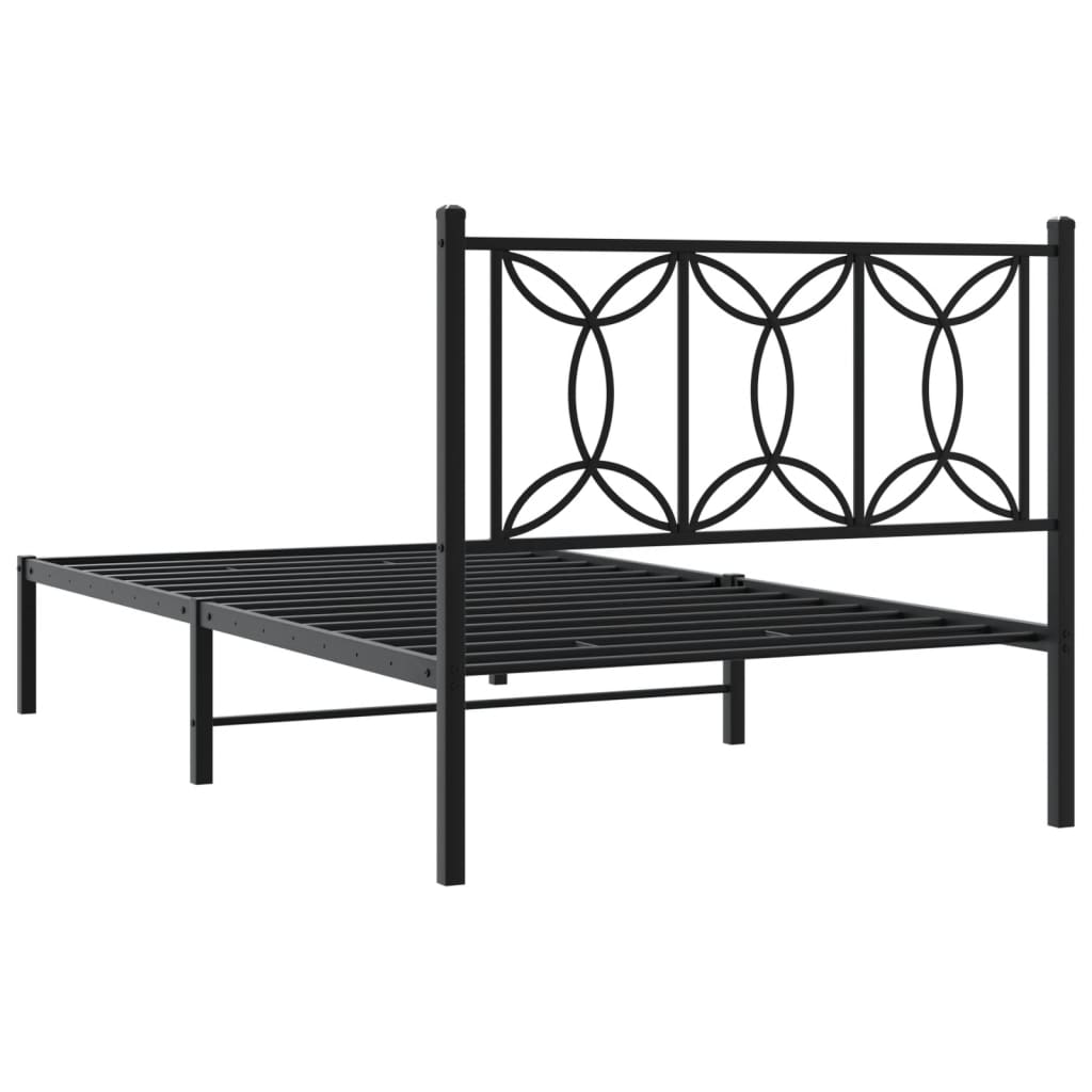 Estructura cama sin colchón con cabecero metal negro 100x200 cm vidaXL - 6