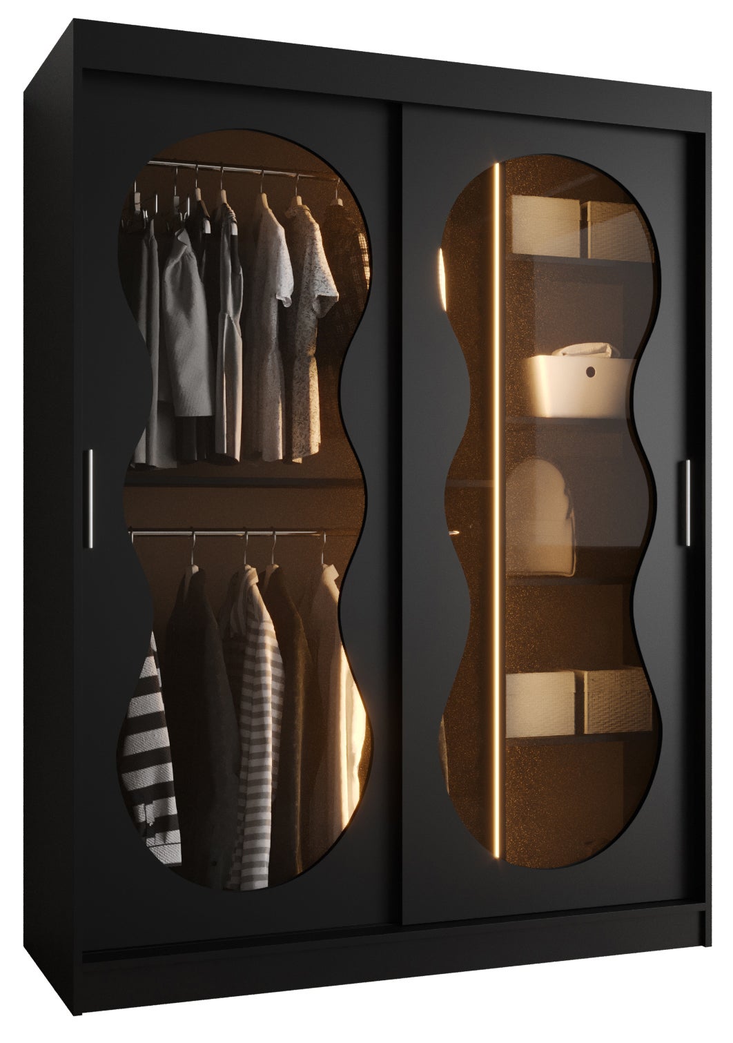 Szafa przesuwna garderoba BAHRAJN 3 150 x 62 x 200 cm Czarny + LED - Abiks Meble
