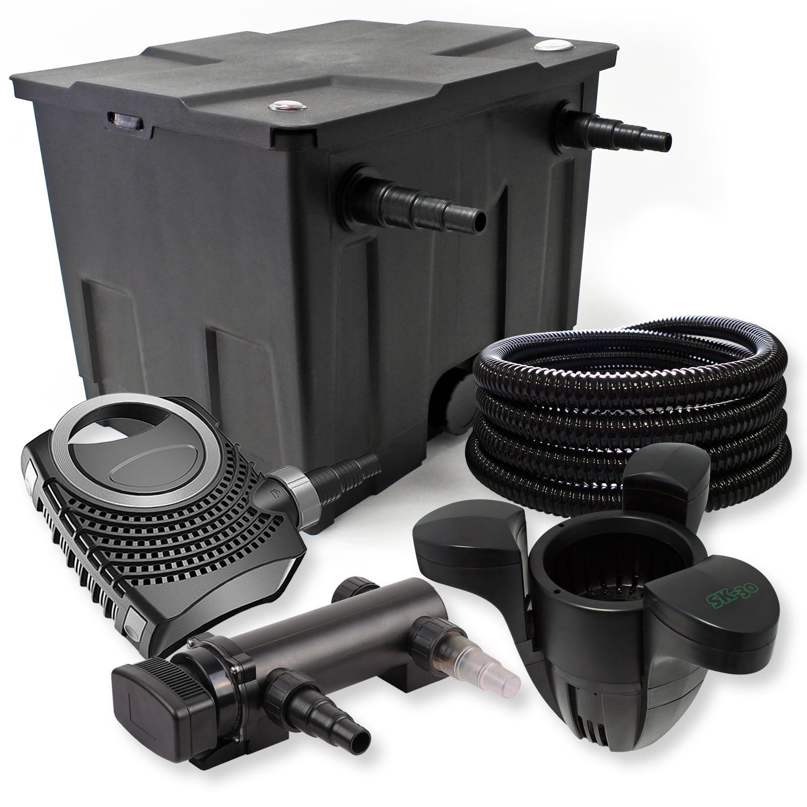 Kit Filtration Bassin WilTec 90000L - Filtre Bio CBF-350C + Pompe 10000L/h + UV 36W