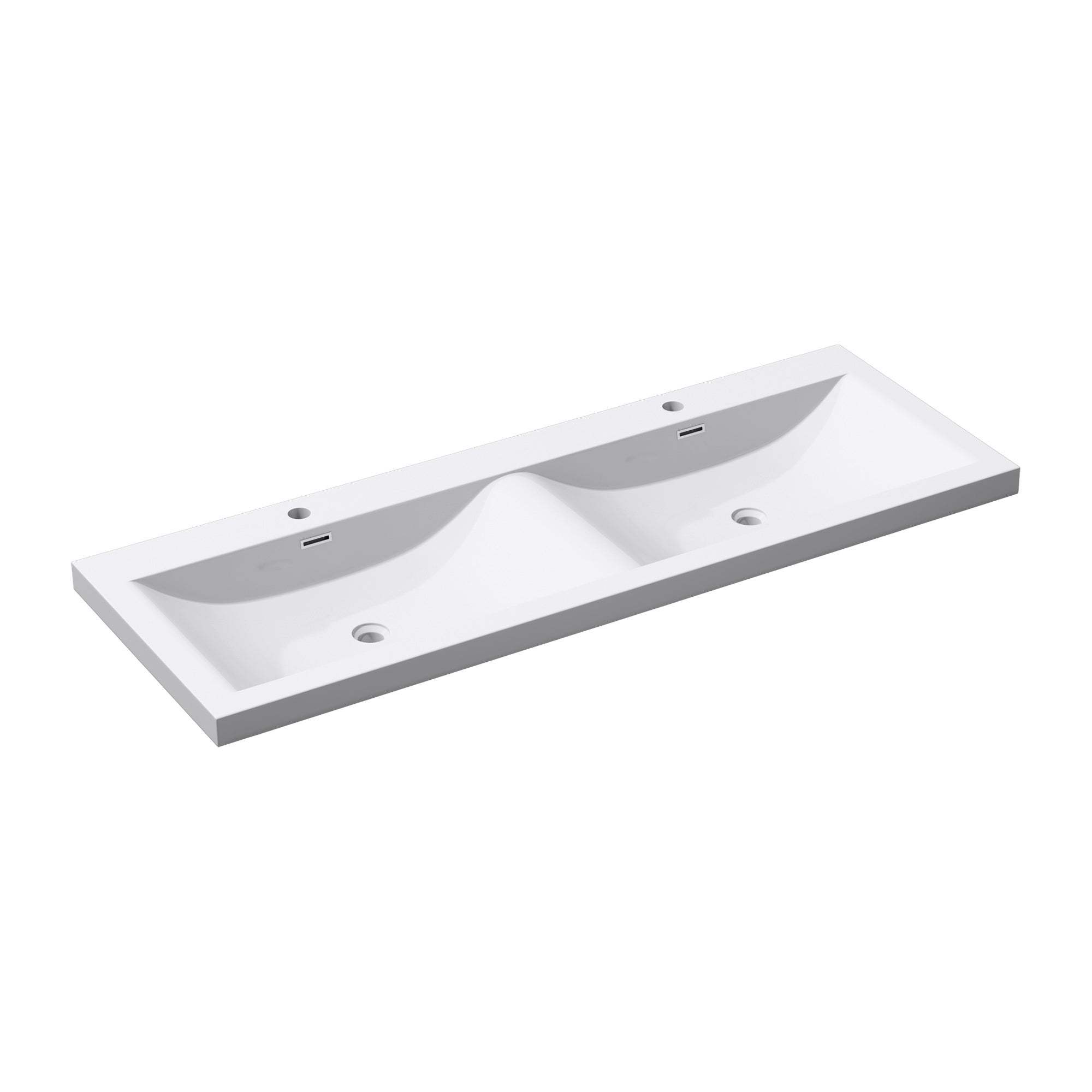 Double Lavabo, Lavabo à Encastrer, Vasque à Encastré, Lave-Mains, 144x48x12cm, Solid Surface, Colossum03 doporro - 8