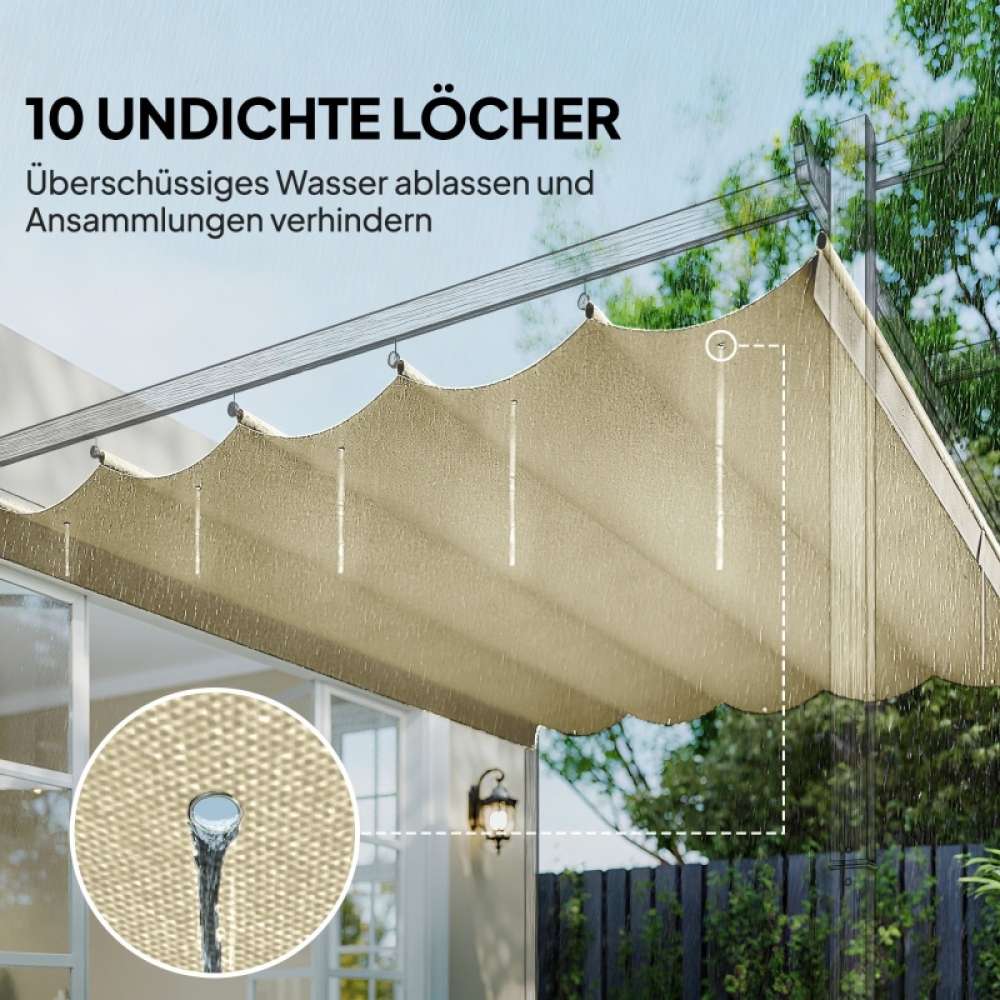 Toldo de repuesto pergola 3x3m crema poliéster impermeable techo retráctil drenaje agua resistente intemperie Leroy Merlin - 6