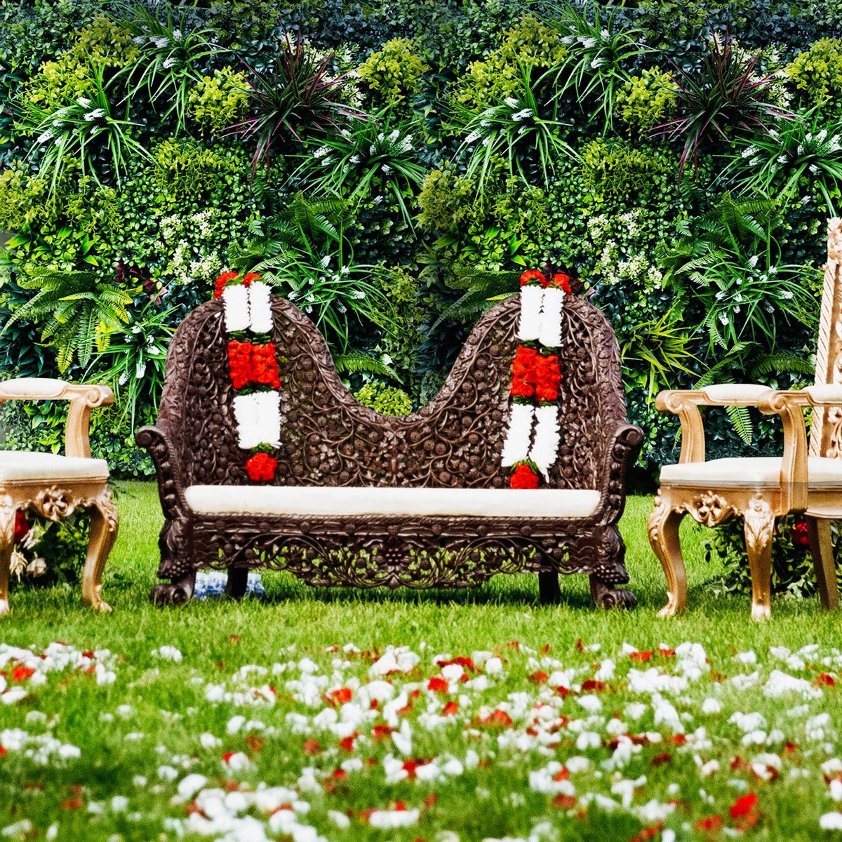 Mur végétal artificiel Luxury 1 m × 1 m – panneau décoratif premium fausse plante intérieure extérieure balcon terrasse - 4