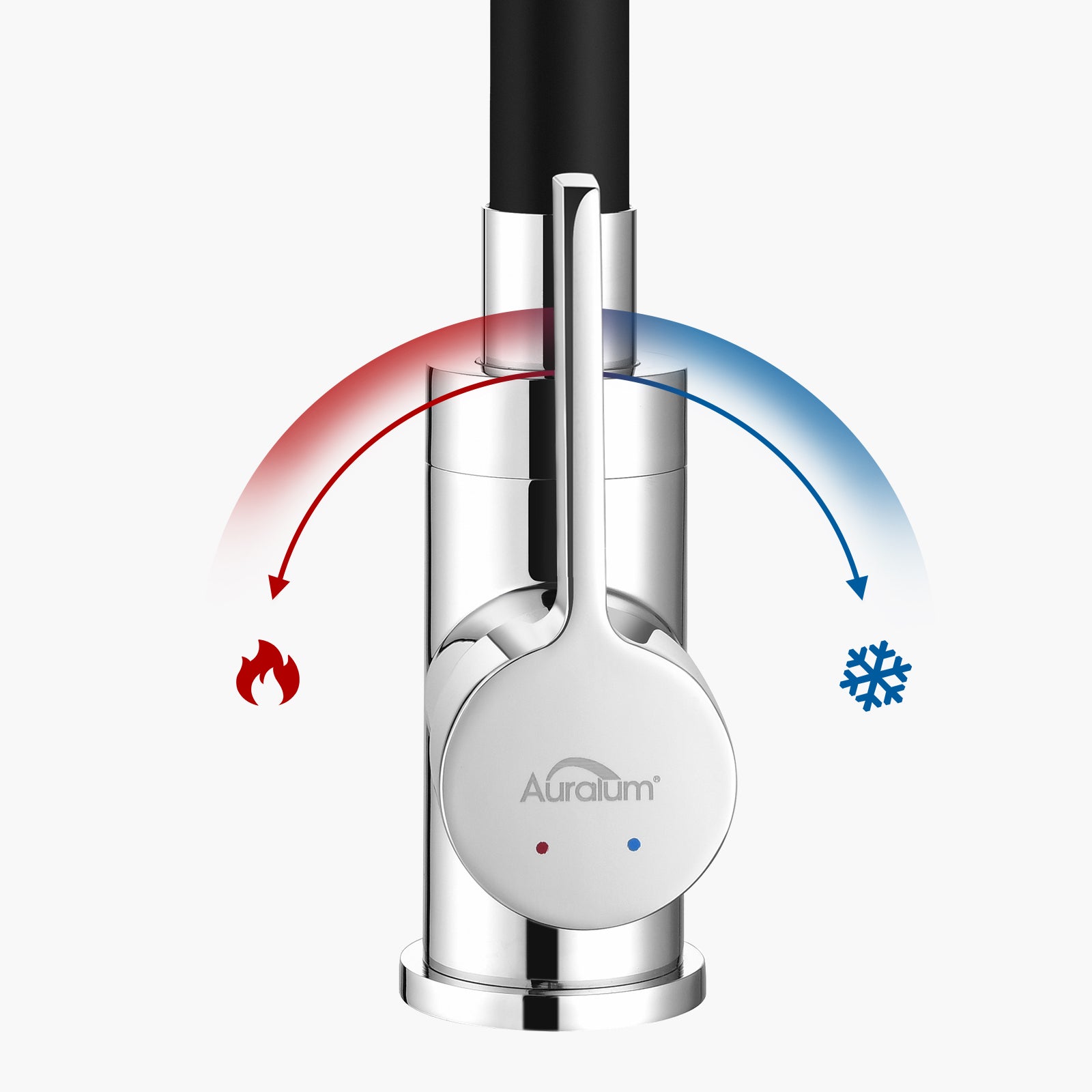 Mitigeur Cuisine Noir Flexible Bec Haut Orientable Librement Robinet Évier Laiton Mémoire de Forme Robinet Evier Monotrou Eau Chaude/ Froide - 9