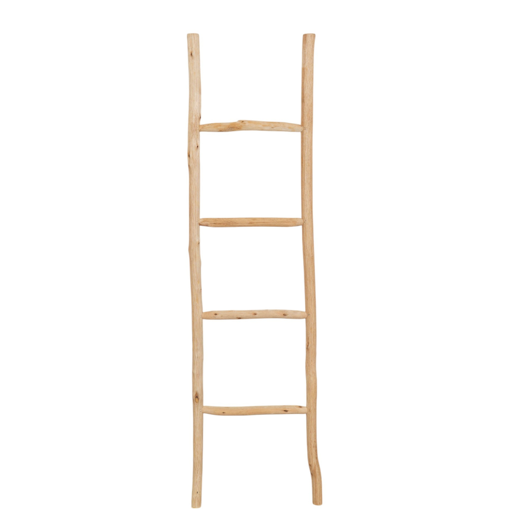 BISCOTTINI - Échelle porte-serviettes de Salle de Bain avec Finition Naturelle - 4 Niveaux - Échelle sur Pied Décorative en Bois 130x33 cm - 7