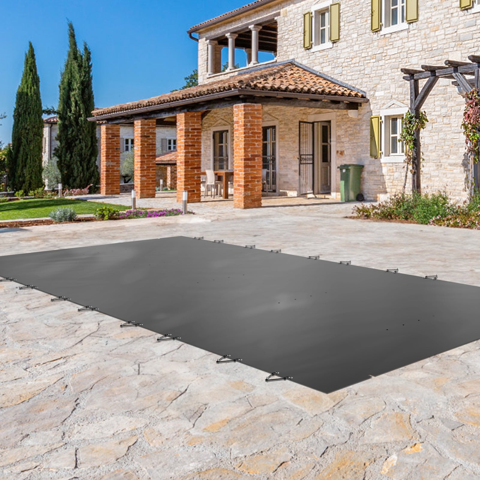 VEVOR Bâche couverture Piscine Hivernage Bulle Piscine Rectangulaire Beige en PVC 4 x 8m - 8