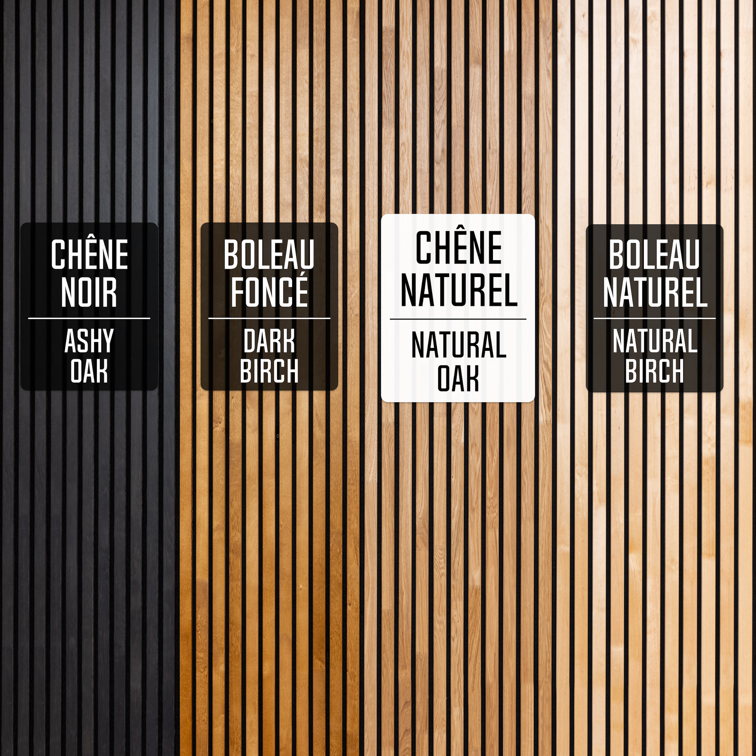 Panneau Tasseau Acoustique en Bois - Chêne Naturel - 2400x600mm - Lattes 40mm, Support en Feutre Noir - 9
