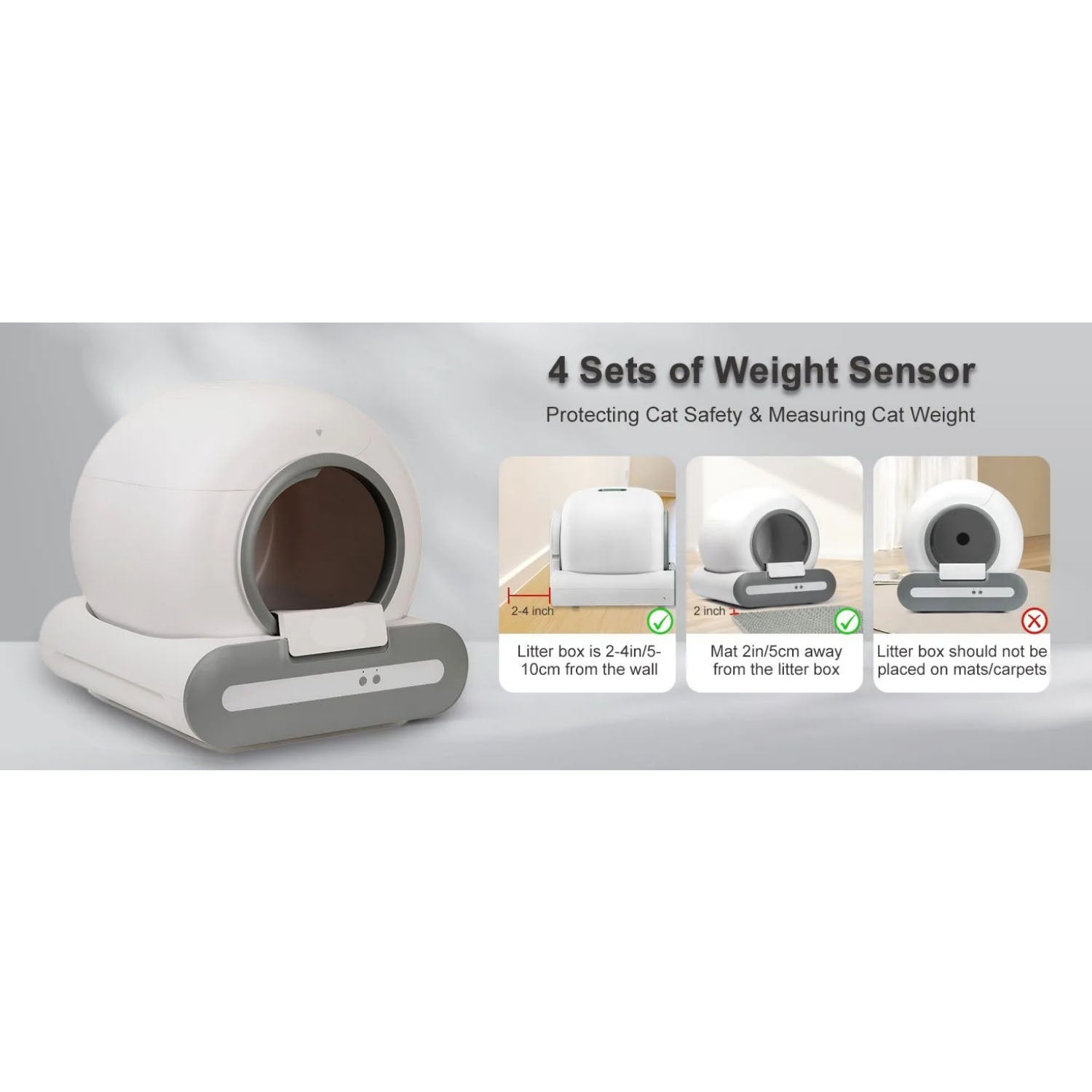 QWINERN Caixa de areia para gatos de 65 litros, autolimpante, com controlo por aplicação, Wi-Fi 2.4G, inclui tapete higiénico e saco para o lixo. - 9