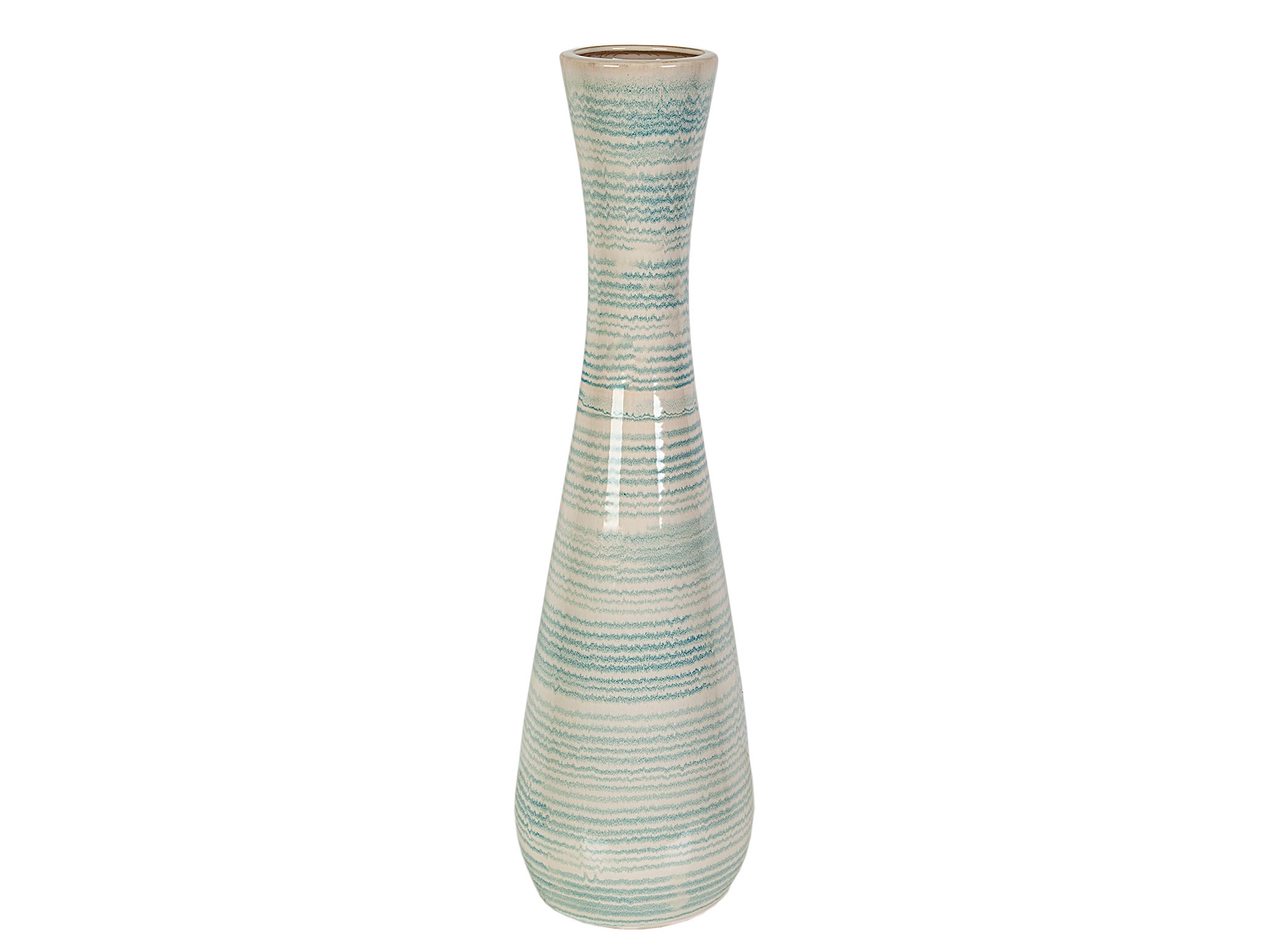 Huilier/vinaigrier Excelsa Ocean - Céramique Peinte Main - 150 Ml - Blanc Et Bleu Clair - Bouchon Verseur Acier