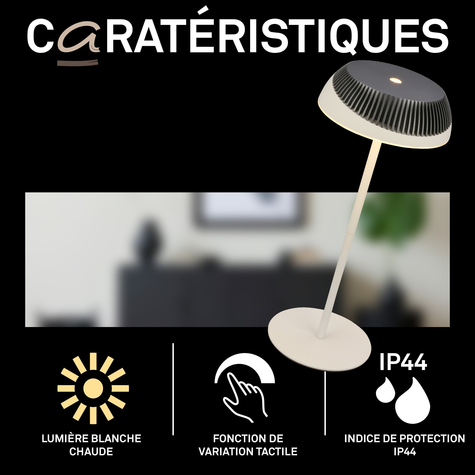 Lampe de table LED - German Design Award - Sans fil - Tactile - Ø14x32cm - Blanc chaud - 2W, 200lm - Briloner - 2