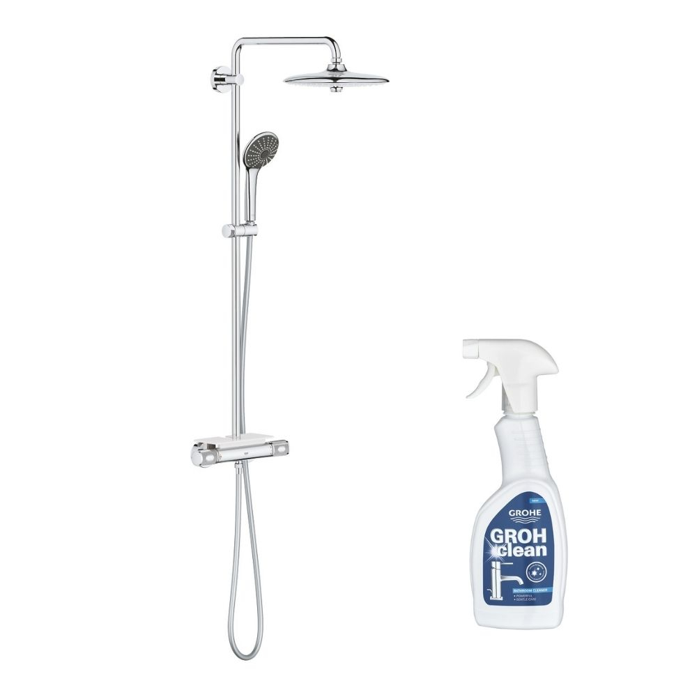 GROHE Columna de ducha con mezclador termostatico Vitalio Joy System 260 con limpiador GrohClean Leroy Merlin