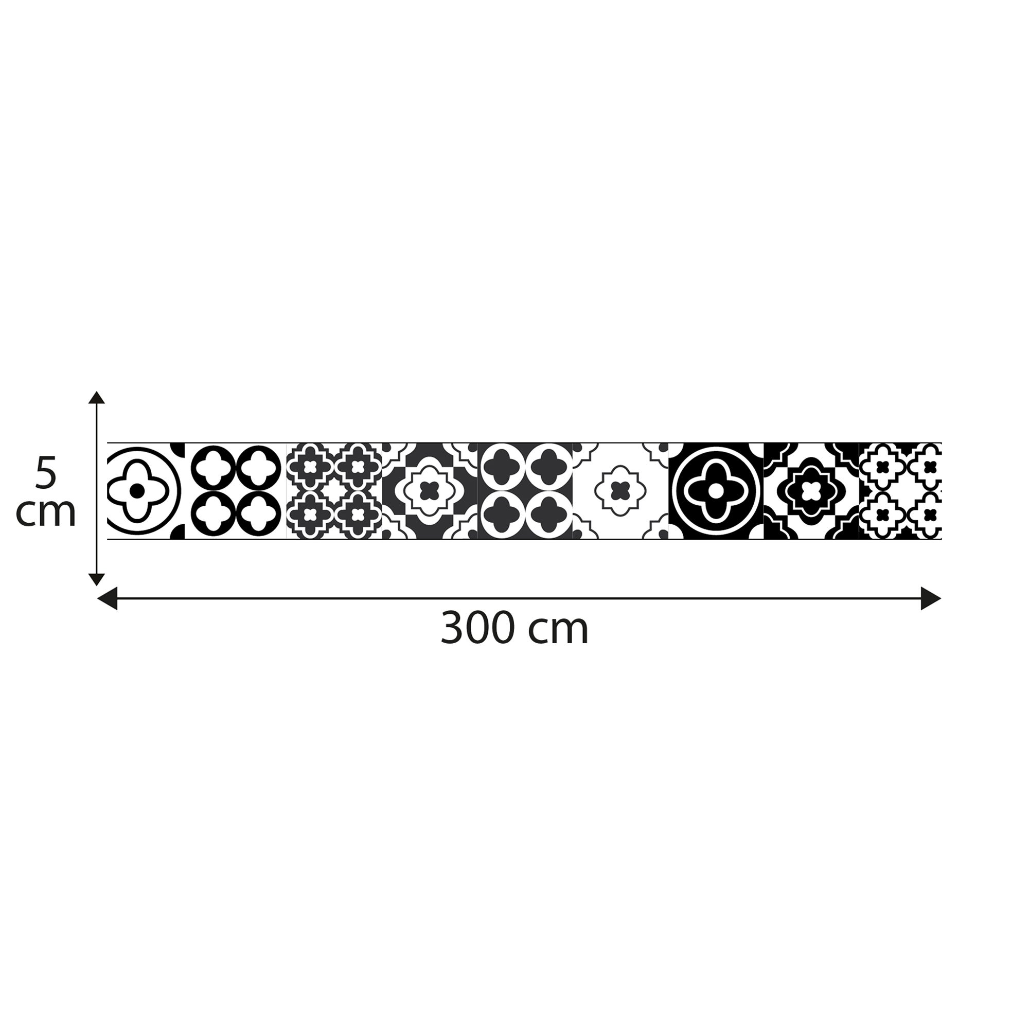 Friso adhesivo decorativo, motivo de baldosas hidráulicas estilo antiguo, 5 cm x 300 cm - 5
