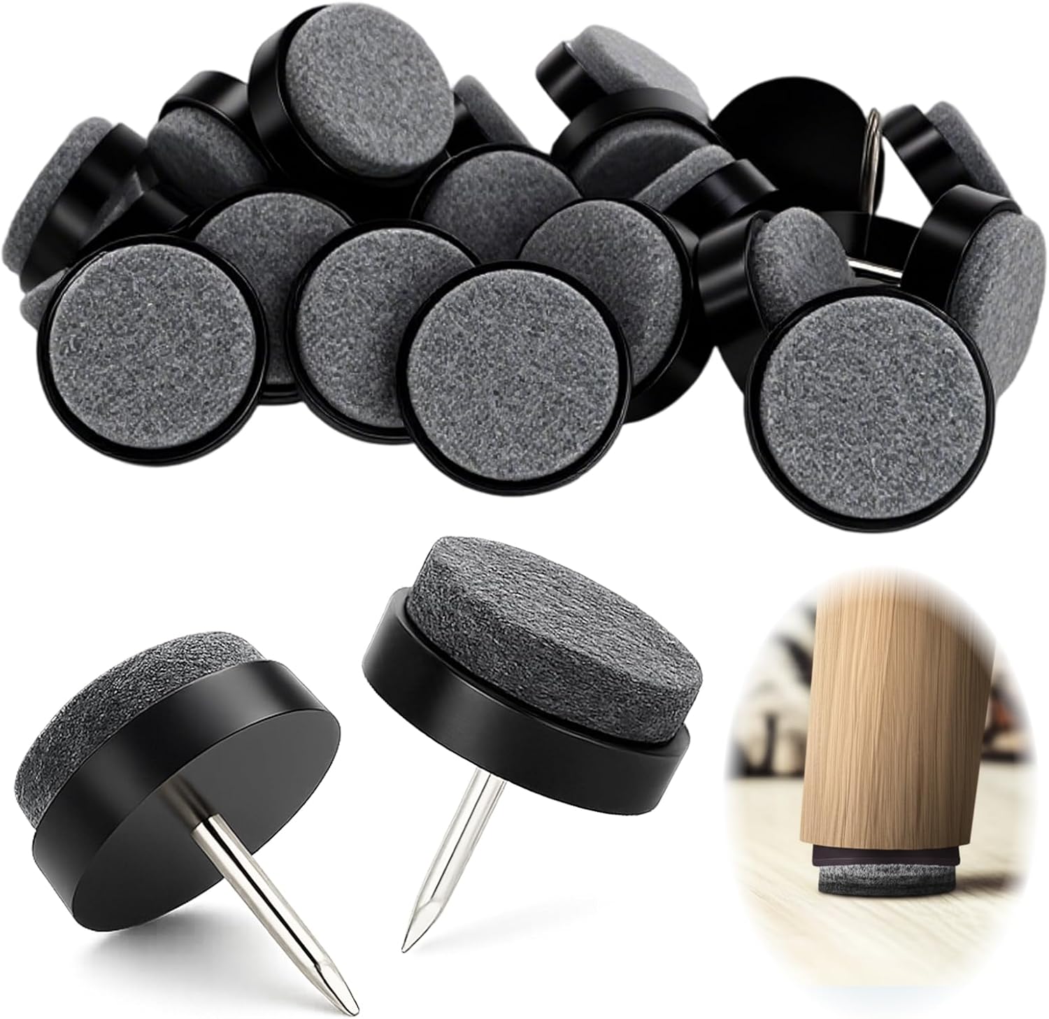 24PCS Patins en Feutre pour Meubles Ø22mm, Tampon Chaise Antidérapant — free download