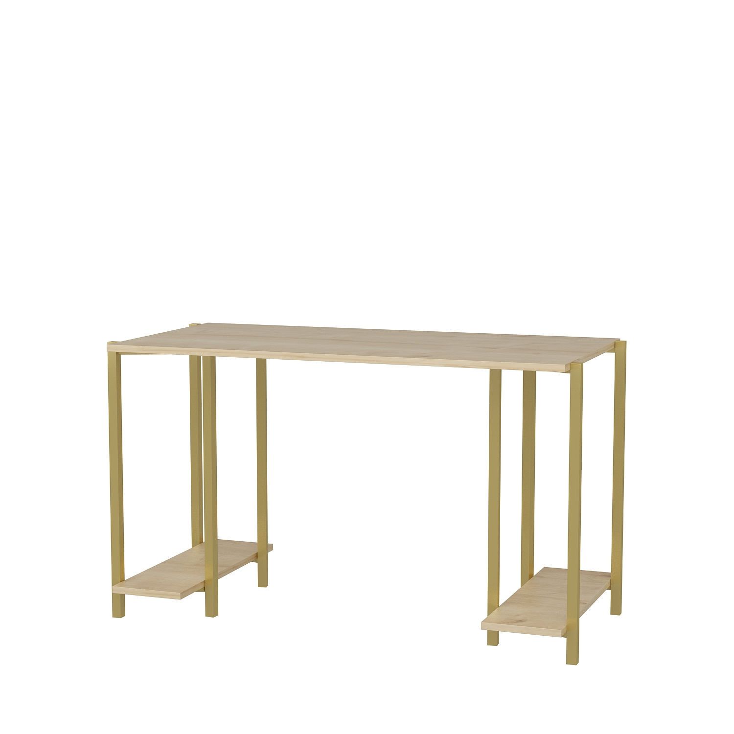 Bureau style minimaliste moderne Davy L125cm Bois clair et Or | Leroy ...