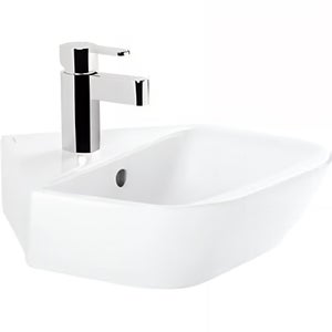 VSTQNXR Lave Main WC Avec Meuble D'Angle Suspendu, Lavabo Mural Pour Petit Espace (Blanc Noir, 38cm/14.96in