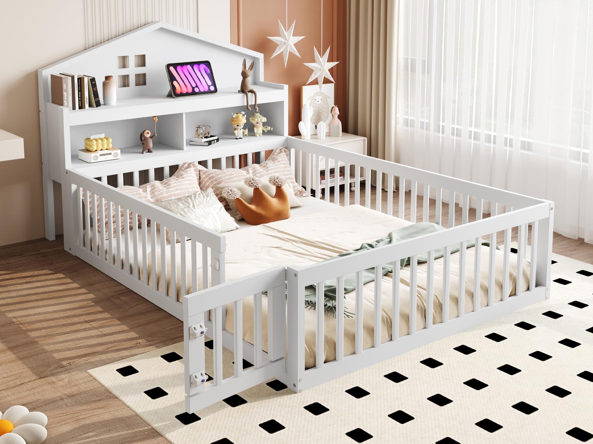 Lettino per bambini, 140 x 200 cm, in legno massiccio, con
