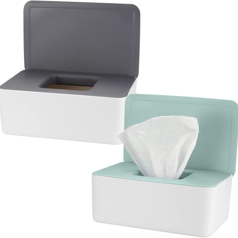 2-częściowy pojemnik na mokre chusteczki, uchwyt na chusteczki z pokrywką, dozownik do przechowywania w domu i biurze