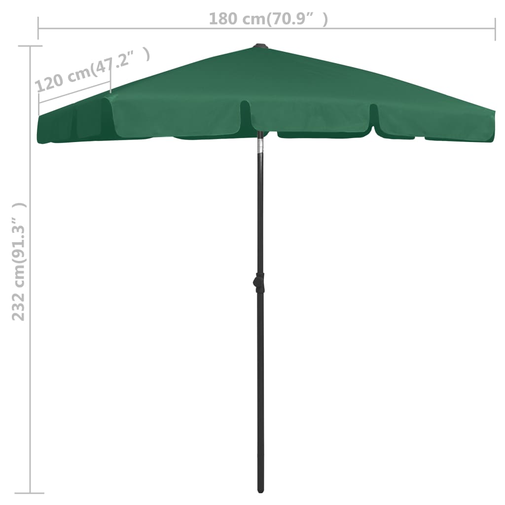 Parasol de plage Vert 180x120 - 8