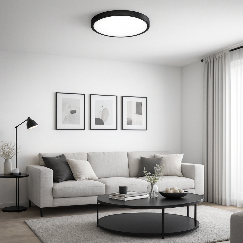Panel LED 18W 22,5cm IP20 4000K neutralna biel 2w1 plafon sufitowy okrągły czarny XUDO - 7