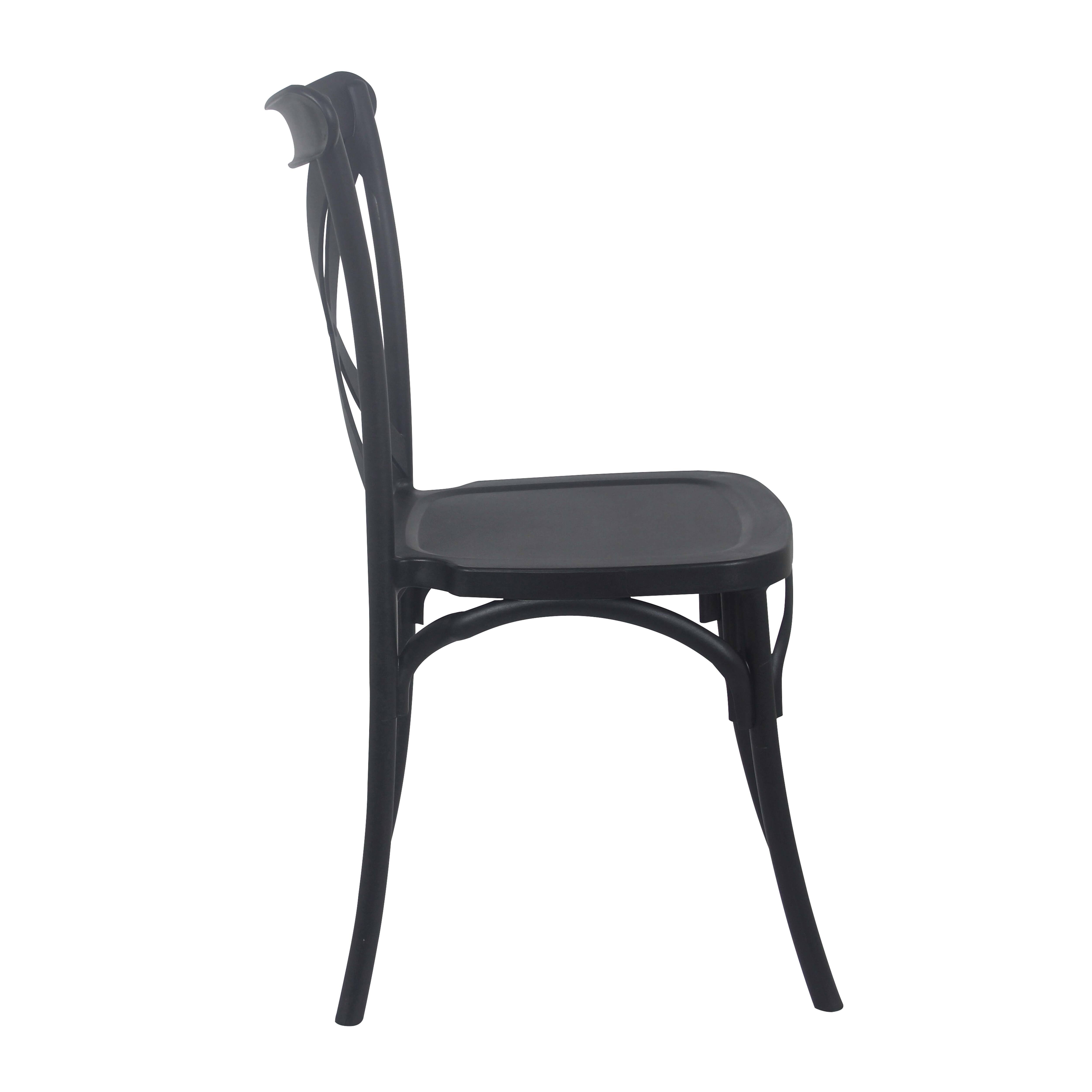 Lot de 4 chaises de terrasse en plastique noir - 3
