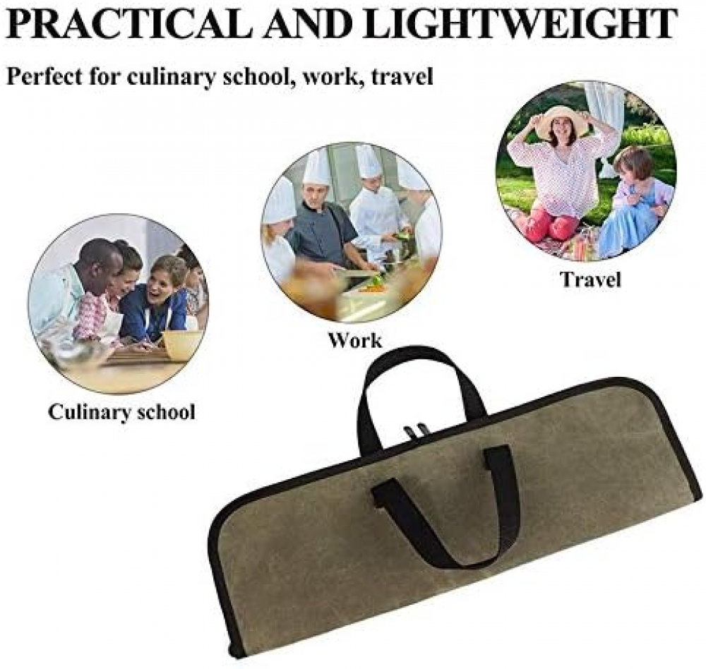 Bolsa para facas (4 compartimentos), para facas de chef em lona encerada para homens e mulheres, verde - 3